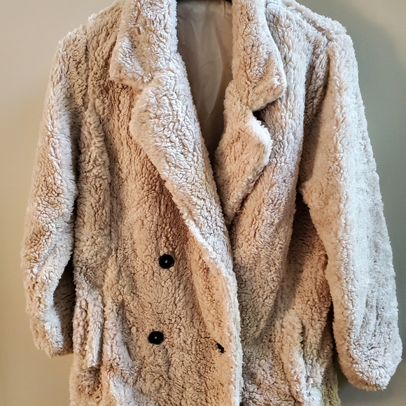 Womens Fleece Open Front Coat - Picture 7 of 11